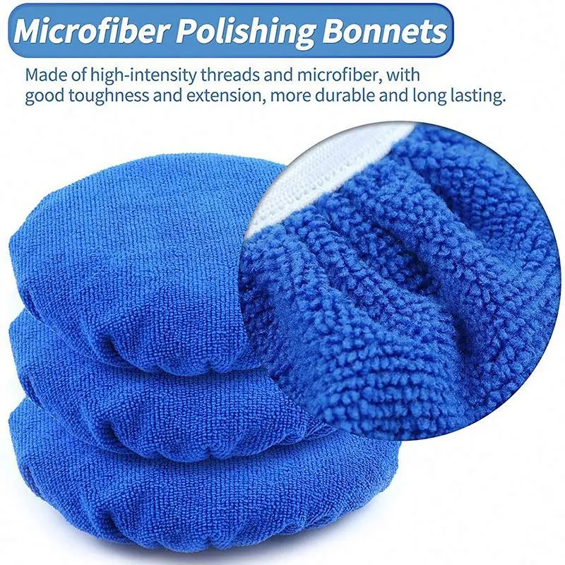 bamboo Polishing Bonnet Microfiber Polisher Bonnet Orbital Buffer Polisher Pads Buffing Bonnet