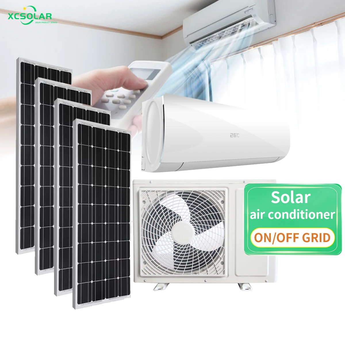 24000btu High Temperature Solar Air Conditioner With Battery for Solar off Grid Solar Airconditioner for Homes 12v 24v