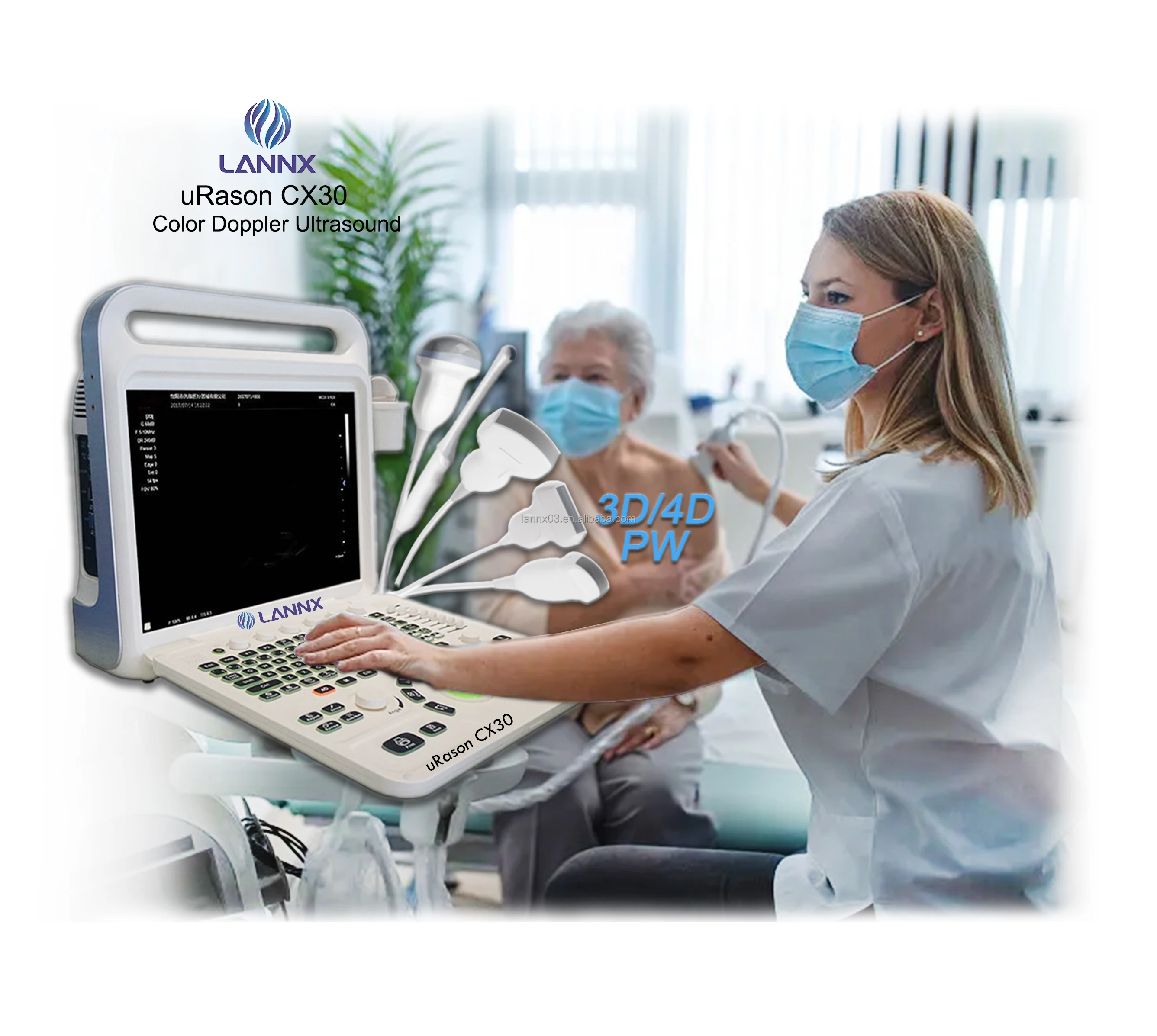 LANNX uRason CX30 Medical portable ultrasound 3d 4d Color Doppler ultrasound machine Full Digital OB Gyn ultrasonic System