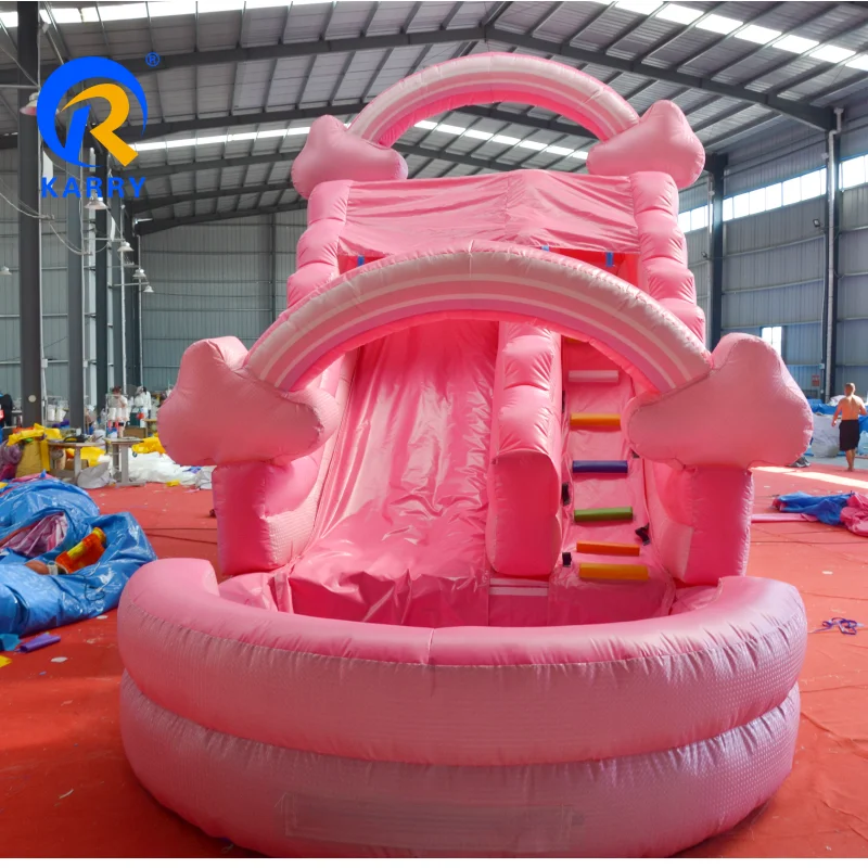 Cheap Pink candy inflatables inflatable water slide with pool large backyard inflatable water slide for adults from China