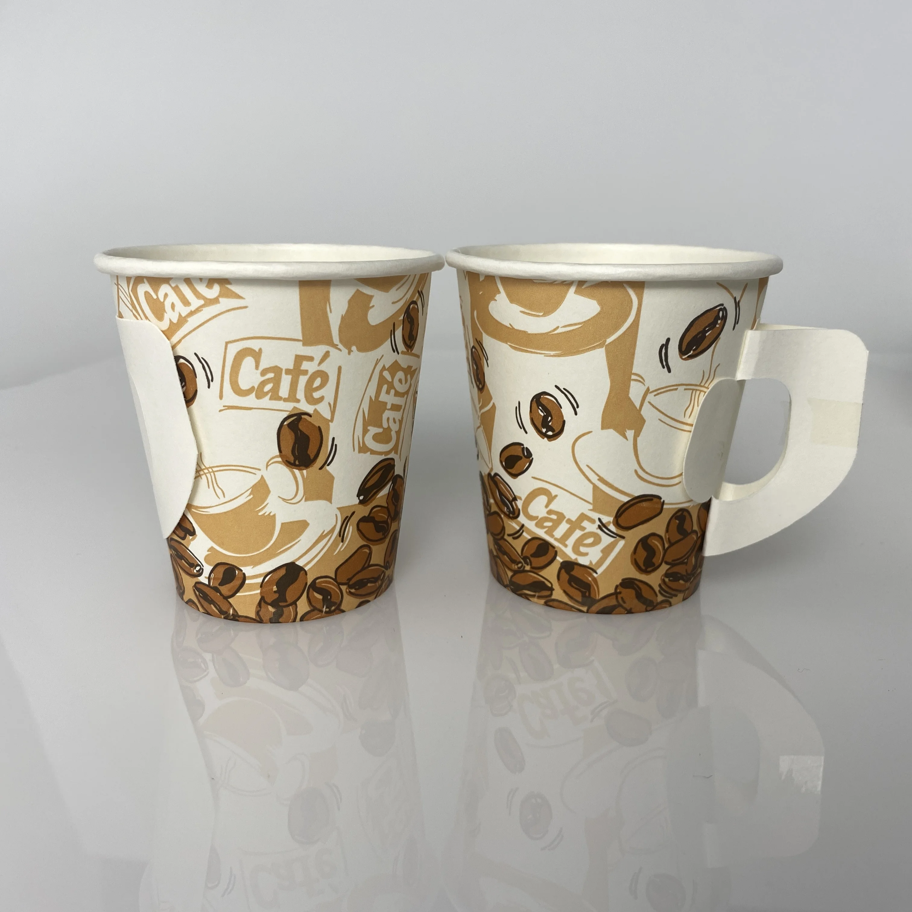 Disposable custom coffee paper cups with butterfly handles