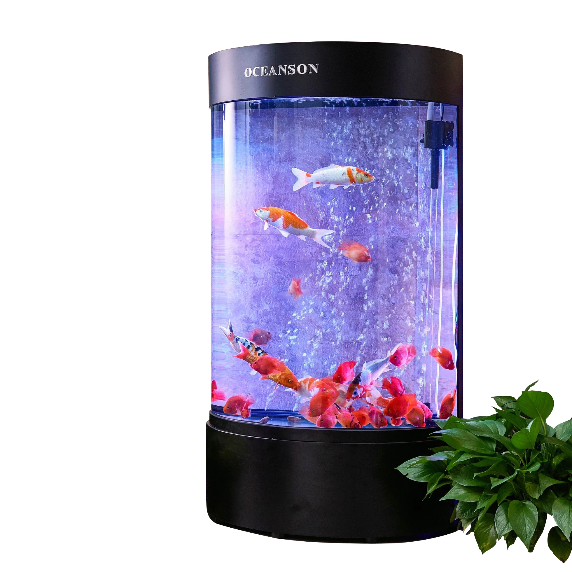 
Oceanson half round high aquarium fish tank with led lights & water pump aquarium tank fish 