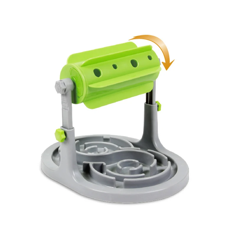 Amazon Popular Puzzle pet product slow feeder dog bowl drum shape Leakage food pet bowls with stand