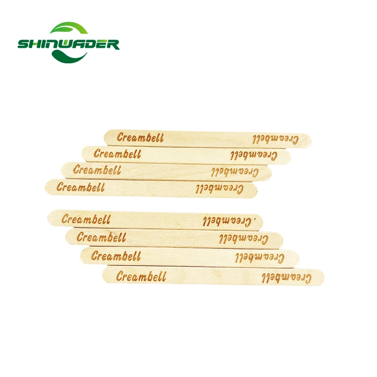 Custom Printed Small Popsicle Wooden Craft Honey Sticks Disposable Wood Ice Cream Sticks Tea Factory Price Automatic Machine
