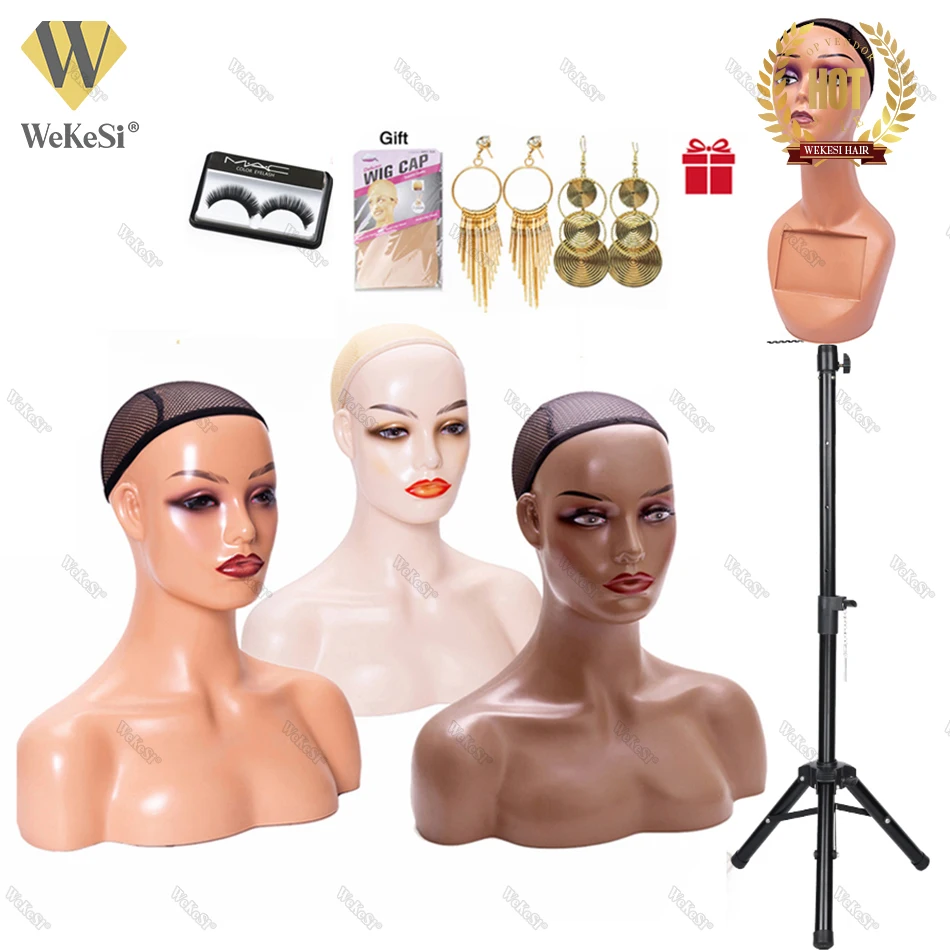 China Top Wig Vendor hair mannequin head with shoulders for wig display,african american mannequin plastique model head shop