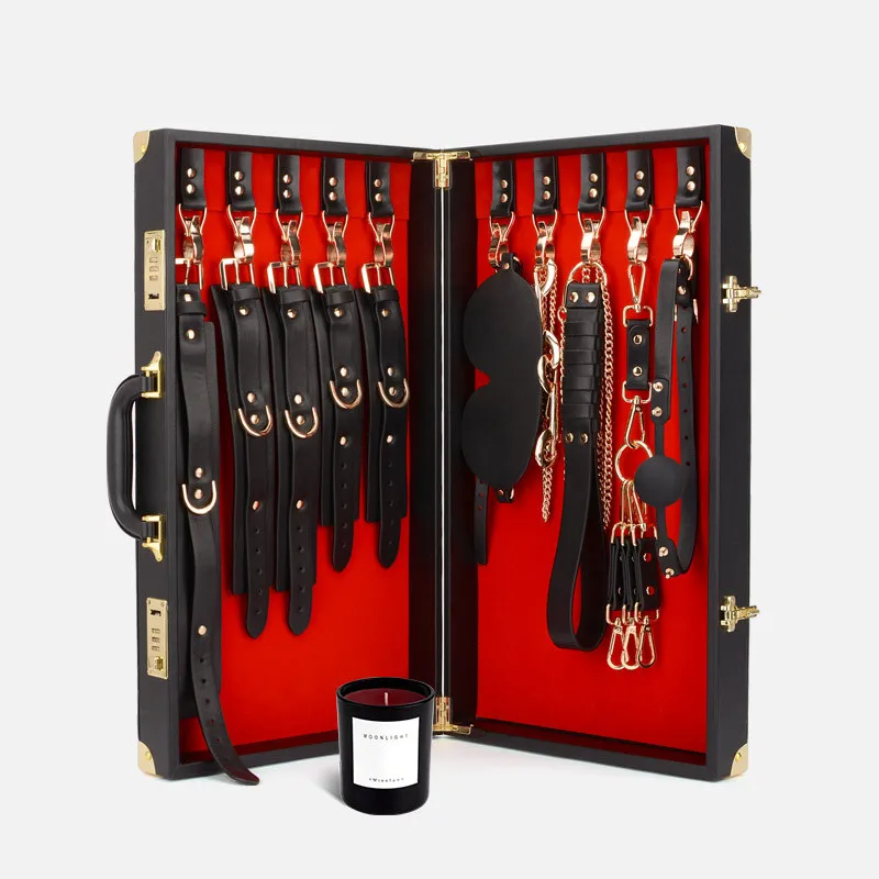 Sexy Adult Product SM Game Suit Handcuffs Ball Mouth Leather  Body Bandage Sex Suit