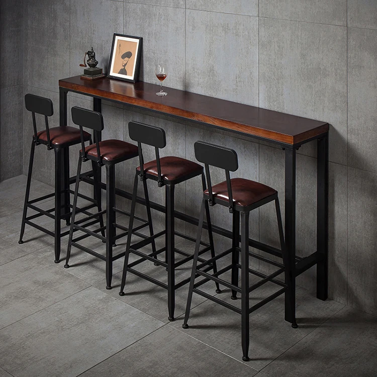 Metal Wooden Cheap Custom Dining Bar Stool And Table Set