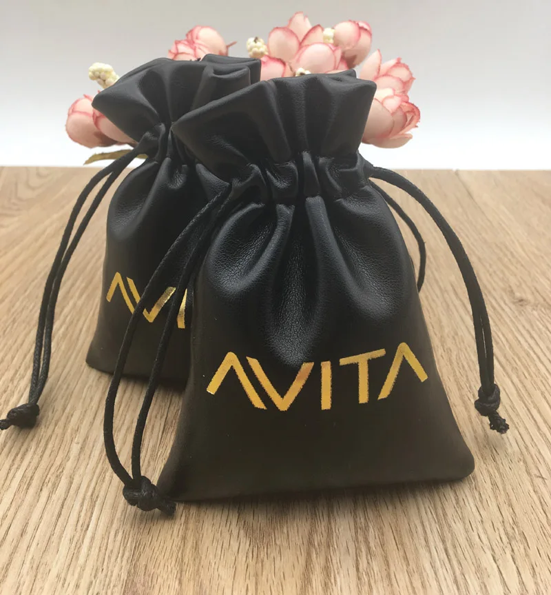 Custom Faux Black PU Leather Pouch , Leather Pouch Bag