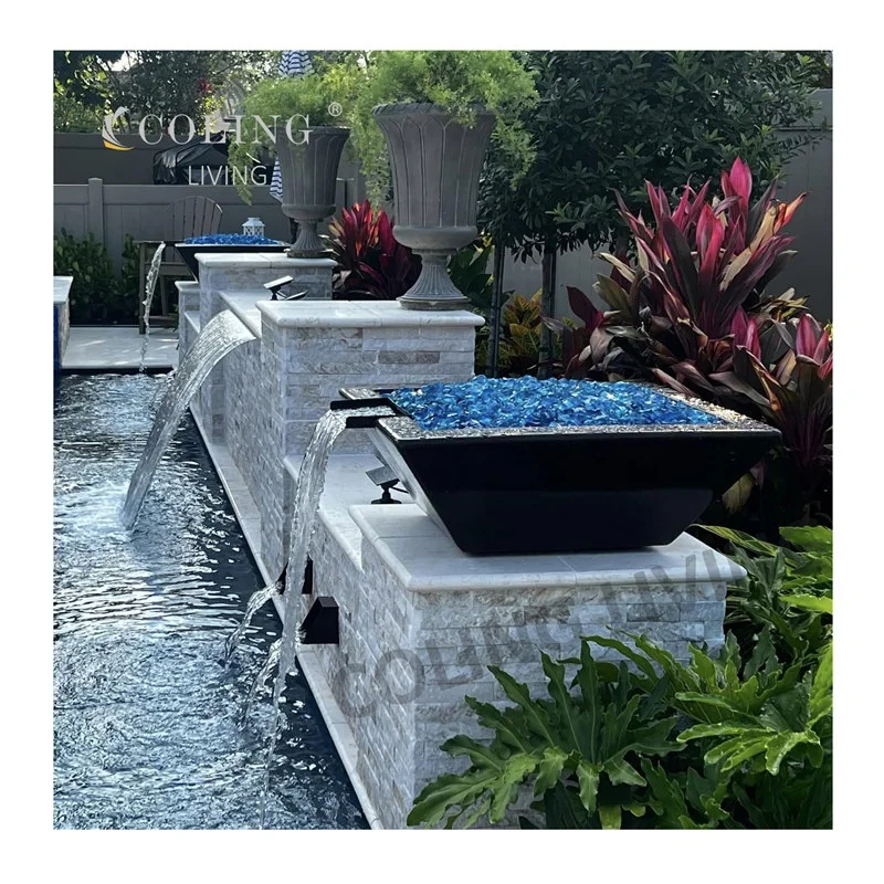 COLB002 NEW Waterfall fire pit waterfall remote control fire pit stainless steel gas fire water bowl for pool