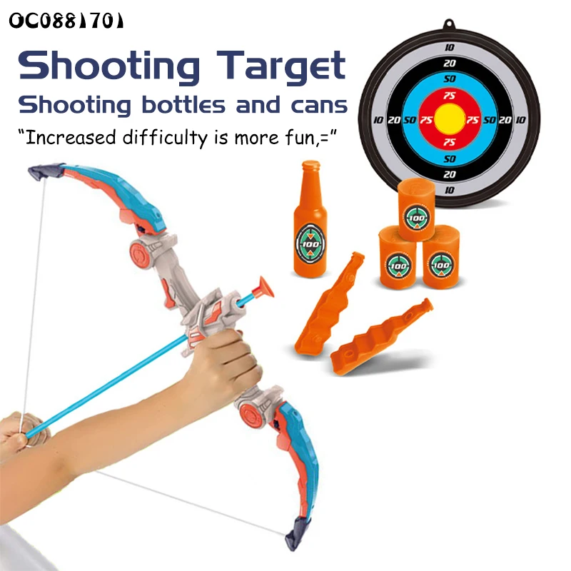 Folding Outdoor Sport Plastic Bow and Suction Cup Arrow Toys Set With Target