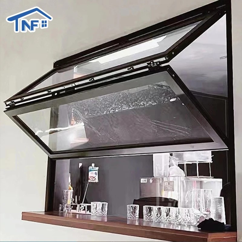 Up-Folding Aluminium bi folding accordion glass windows aluminum balcony vertical folding window