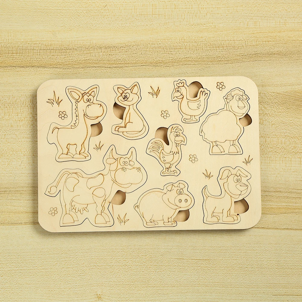 Amazon supplier Hot Selling Animal Wooden Puzzles Kids Game Assembly Children Learning Educational Toys Wood 3D Jigsaw Puzzle