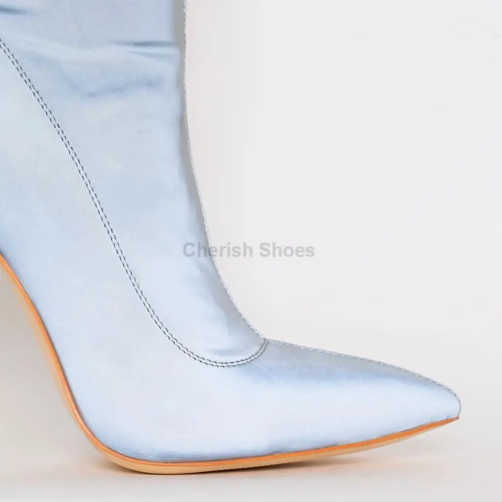 Fashion heels Sexy ladies pointed toe reflective thigh high boots Party shoes wholesale stiletto heels over knee boots for women