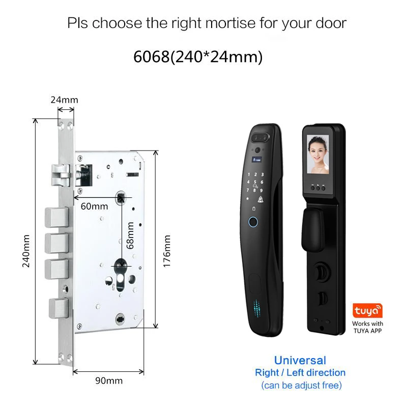 Anti theft Full automatic access tuya wifi digital Face recognition unlock Cat Eye Camera smart door lock