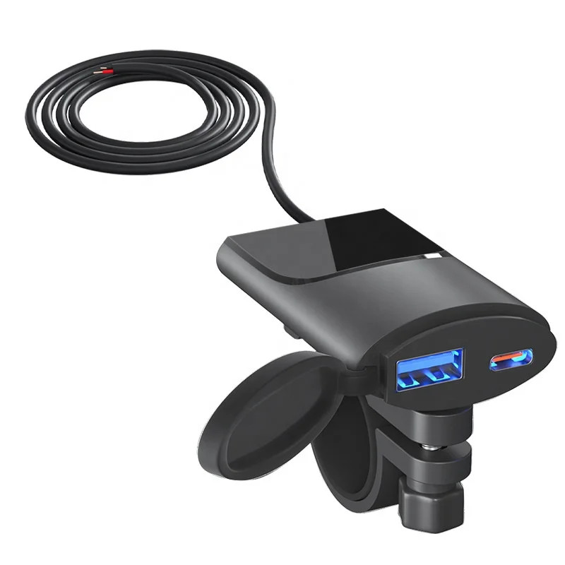 Waterproof Motorcycle Phone Charger 5vdc Type A PD Fast Charger Usb-C For Bike Handlebar