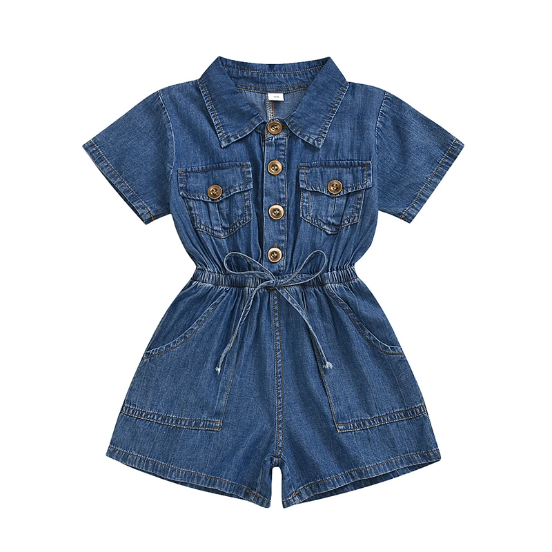 Children girls fashion bodysuit clothing one pieces jean romper jumpsuits kids girls jeans jumpsuits for girls