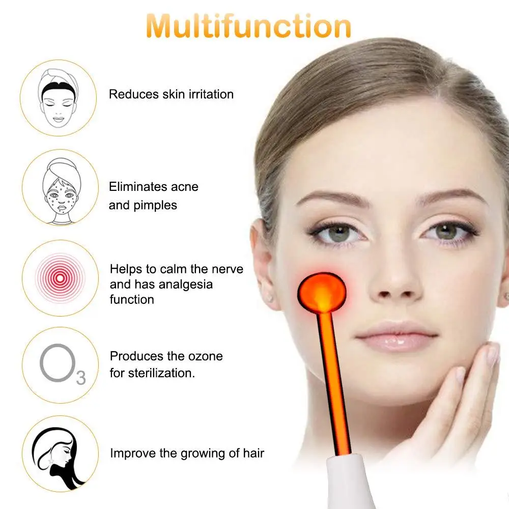 Portable 4 In 1 High Frequency Therapy Wand Handheld Electrotherapy Machine Electric Face Skin Care Beauty Tools