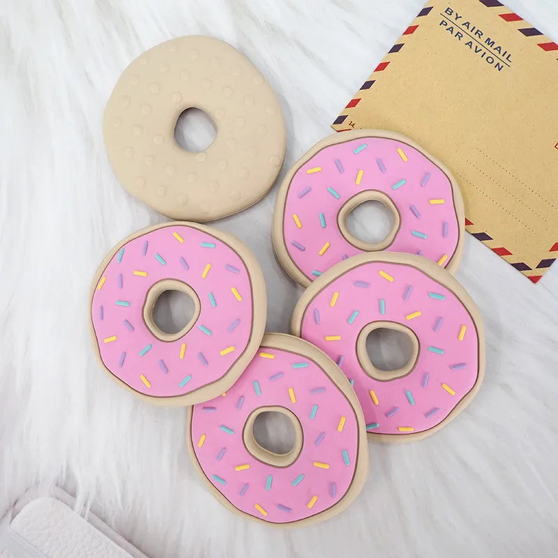 Promotion Donut DIY Baby Teether Shower Cartoon Necklace Chewing Pacifier Dummy Sensory Toy Accessories Chew Necklace