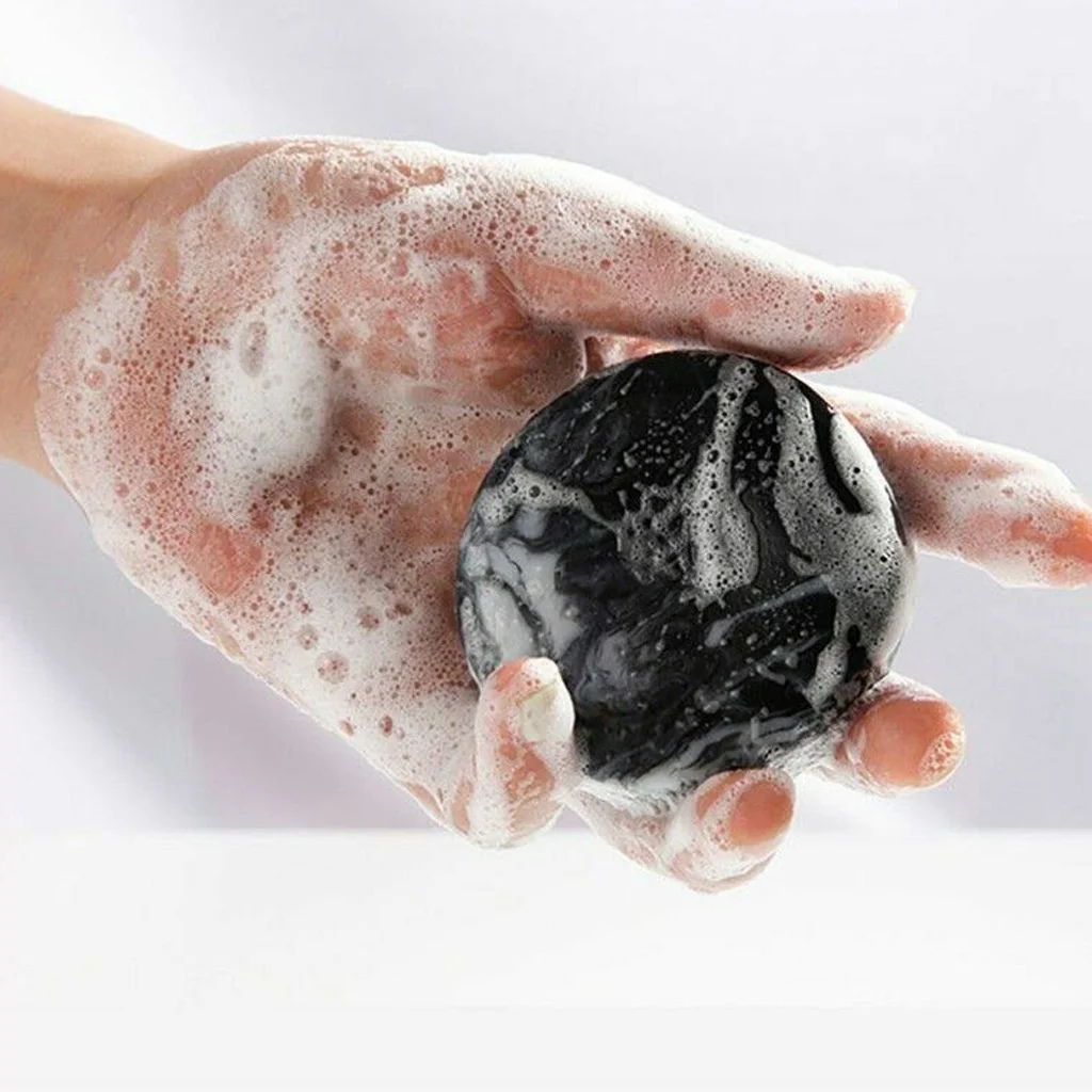 60g Best quality wholesale organic nourishing pure black deep cleansing Volcanic mud handmade soap