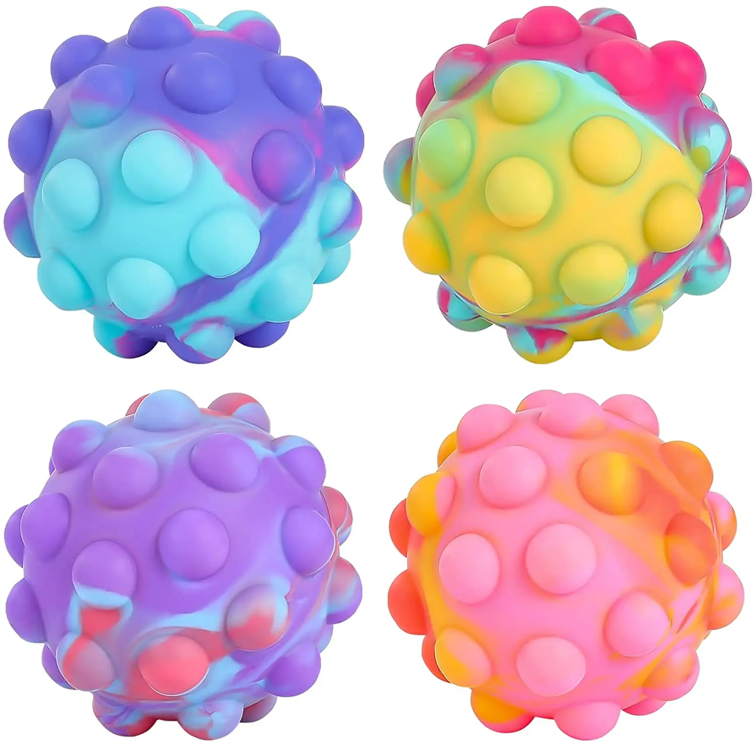 New Design Wholesale Anti-anxiety Squeeze Ball 3D Silicone Push Bubble Toy Pop Sensory Stress Fidget Stress Ball Toy