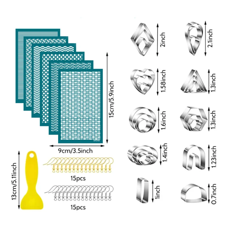 Saffron earring stencils for fabric set with stainless steel polymer clay cutters for earring making diy
