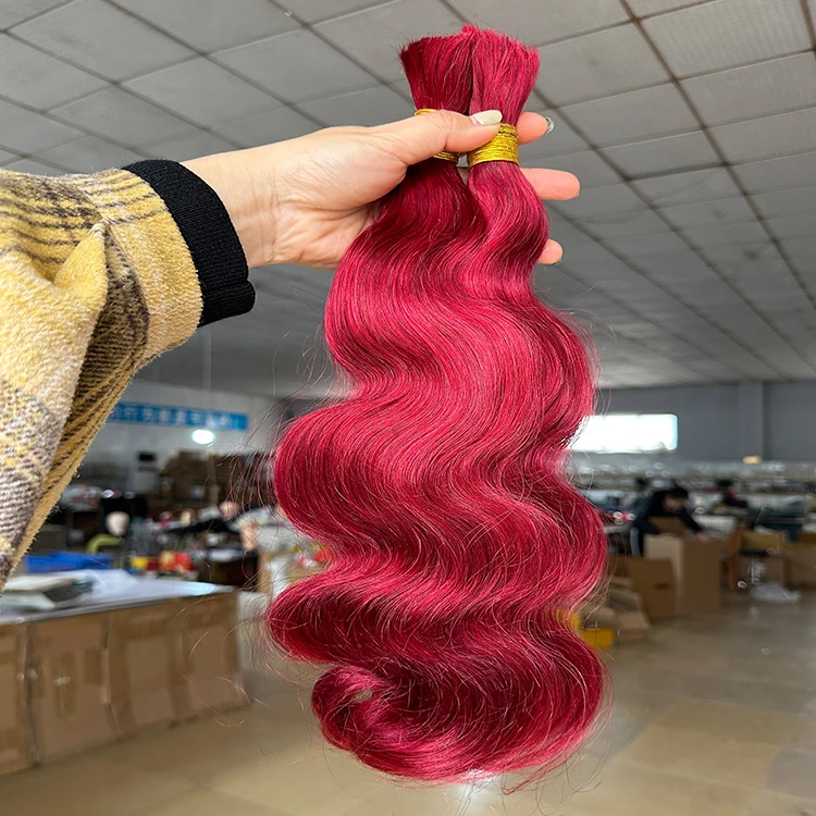 Hot colors passion twist braiding hair red wavy and curly 99j human hair bulk