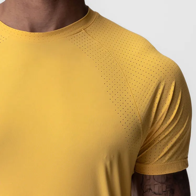 Arabella 2024 Custom Logo Laser Perforated Eco Friendly T-shirts Boxy Fit Blank Muscle Tee Shirts