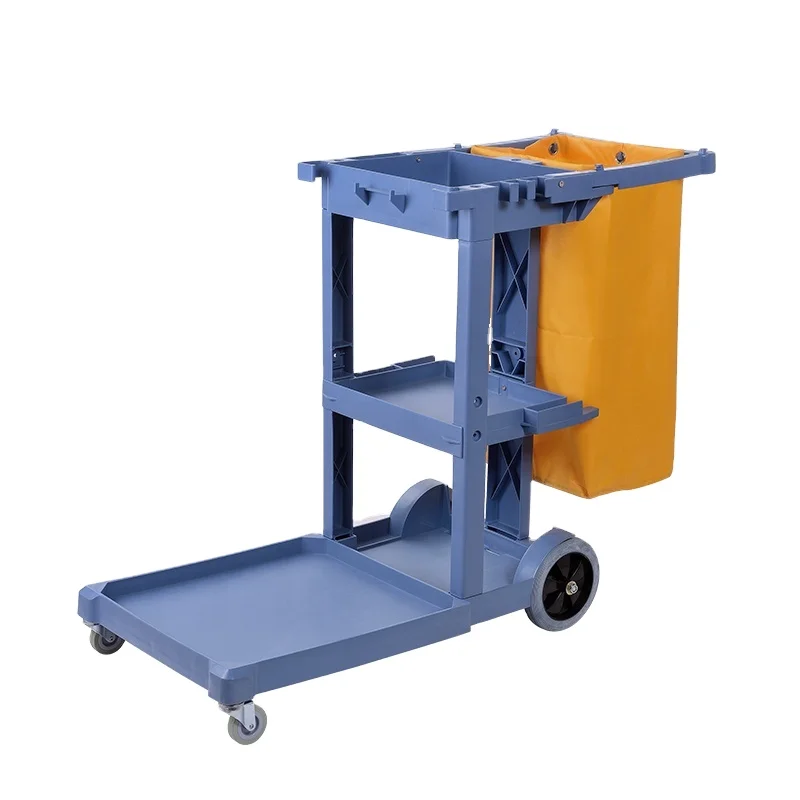 Hotel Room Service Housekeeping Cart Janitorial Supplies Plastic Cleaning Trolley