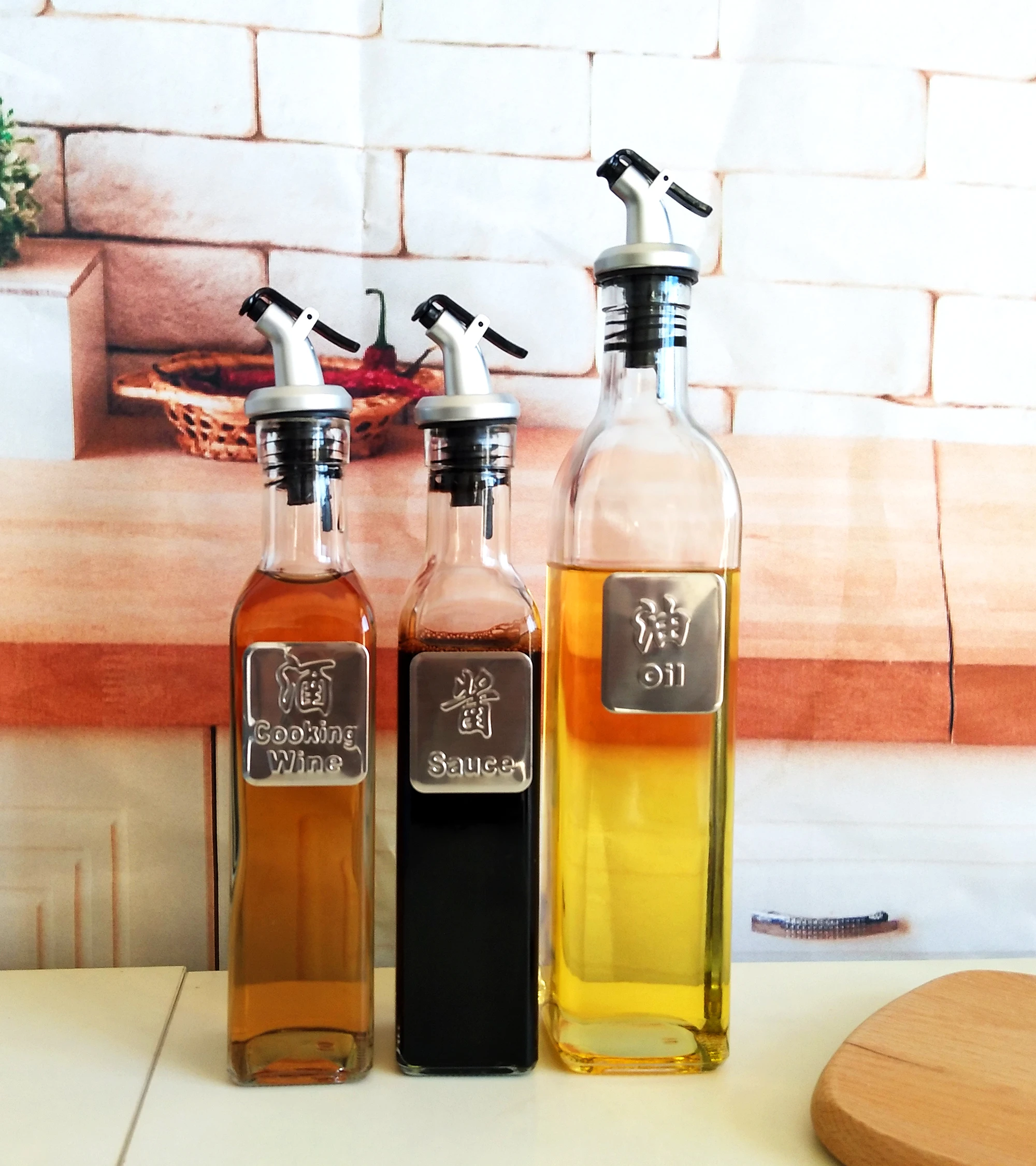 home kitchen storage 250ml 500ml Glass oil bottle vinegar olive bottle sauce cruet