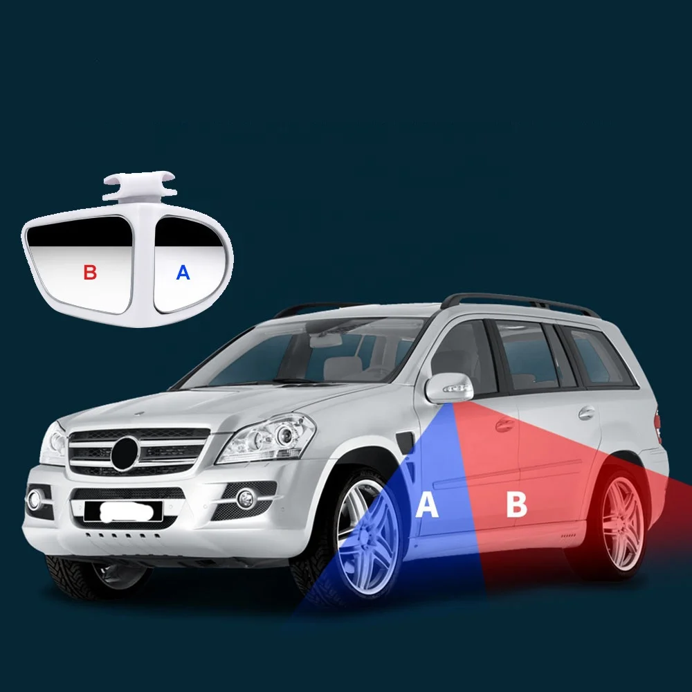 Automobile Exterior Double Sided Espelho de ponto cego Wide Angle Blind Spot Mirror Rotatable Adjustable Rear View Mirror