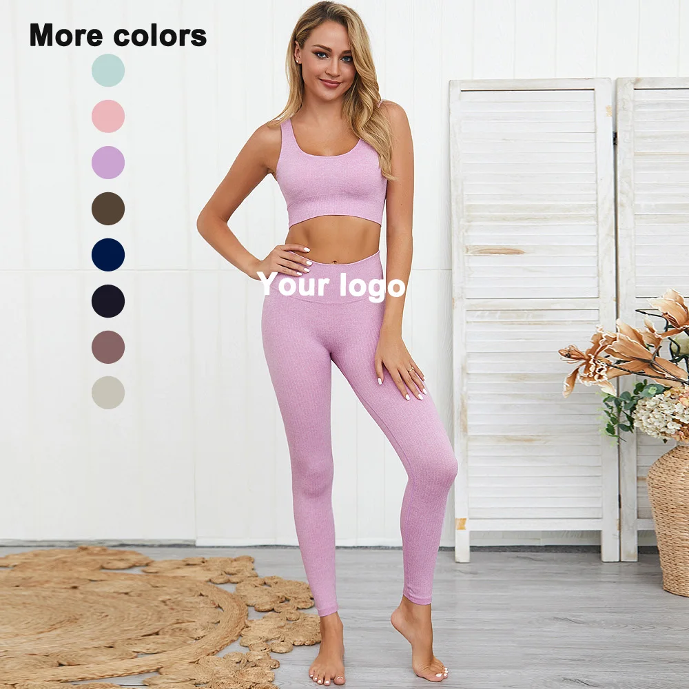 
Sexy New Woman Gym Suit custom Logo Seamless Fitness Nylon Spandex Womens Active Wears Sports Bra Ribbed Yoga Sets Sexy New Woman Gym Suit custom Logo Seamless Fitness Nylon Spandex Womens Active Wears Sports Bra Ribbed Yoga Sets