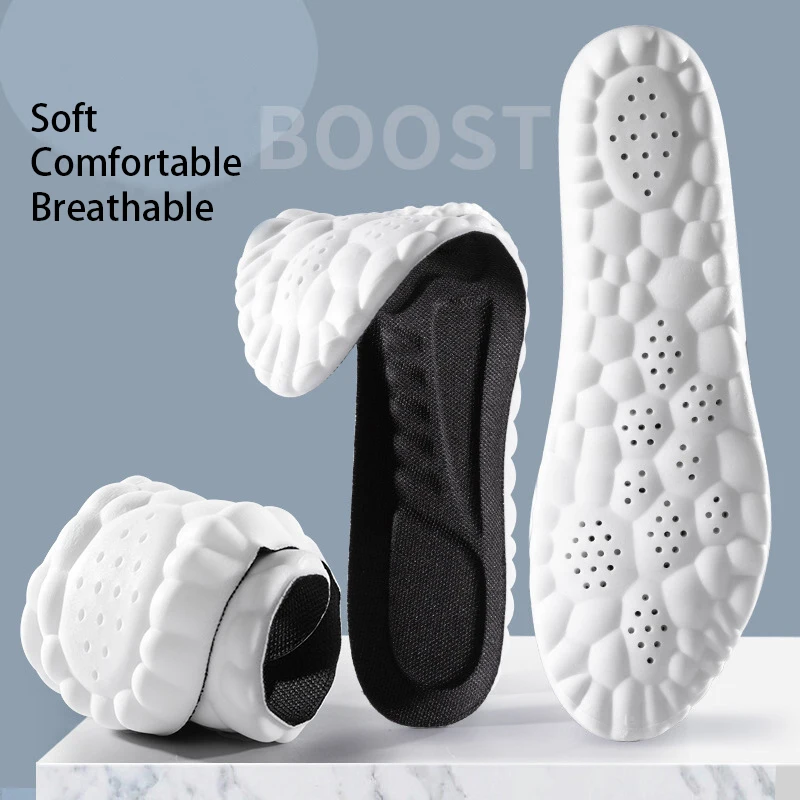 High Elastic Soft Pu Sport Massage Boosting Insoles Popcorn Shock Apsorption Insole