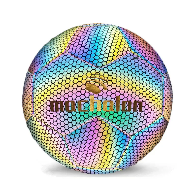 PU machine sewn soccer ball glowing reflective football soccer ball light up soccer ball glow  with camera flash size 5 4