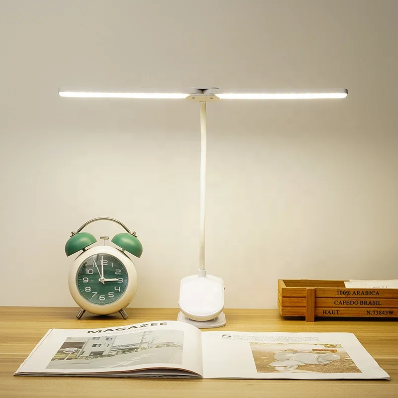 LED Dimming Student Learning Usb Charging Plug-In Radio Lamp Double-Head Study desk Table Lamp