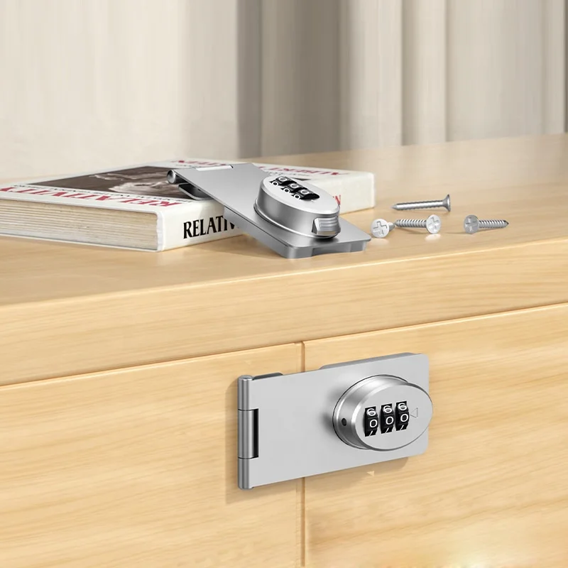 Code Hasp Latch Lock for Wooden Drawer Cupboard Cabinet Gun-Safe Closet Box Keyless 3 Digit Password Combination Lock for Locker