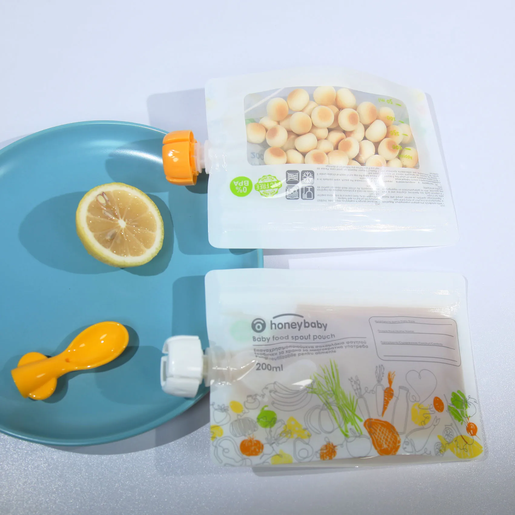 Customized Baby Food Storage Bag with spoon
