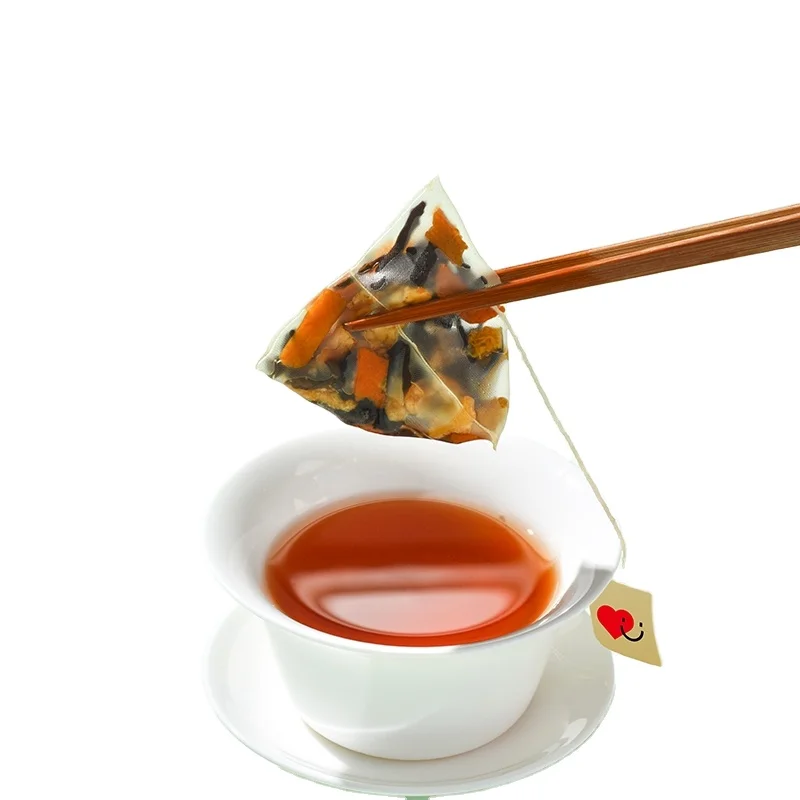 Mass production spot wholesale corn fiber material packaging tea with rope pyramid package ginseng tea