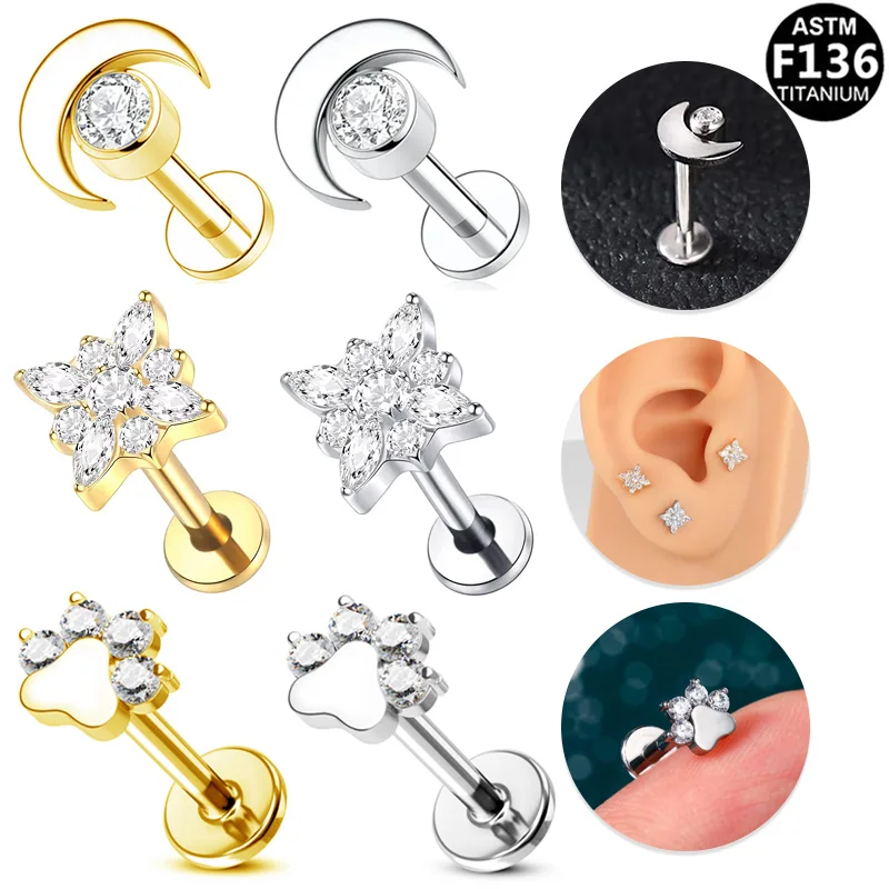 Gaby push in ASTM-F136 titanium labret hot selling high quality  jewelry threadless piercing lip ring for friend