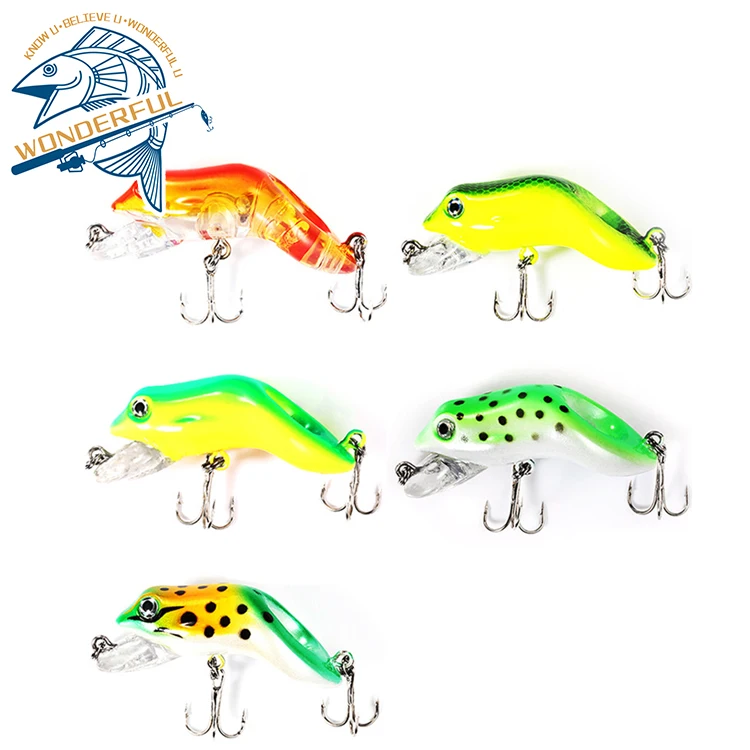 Factory New Artificial 3D Eyes Bend Body Hard PVC Plastic Frog Minnow