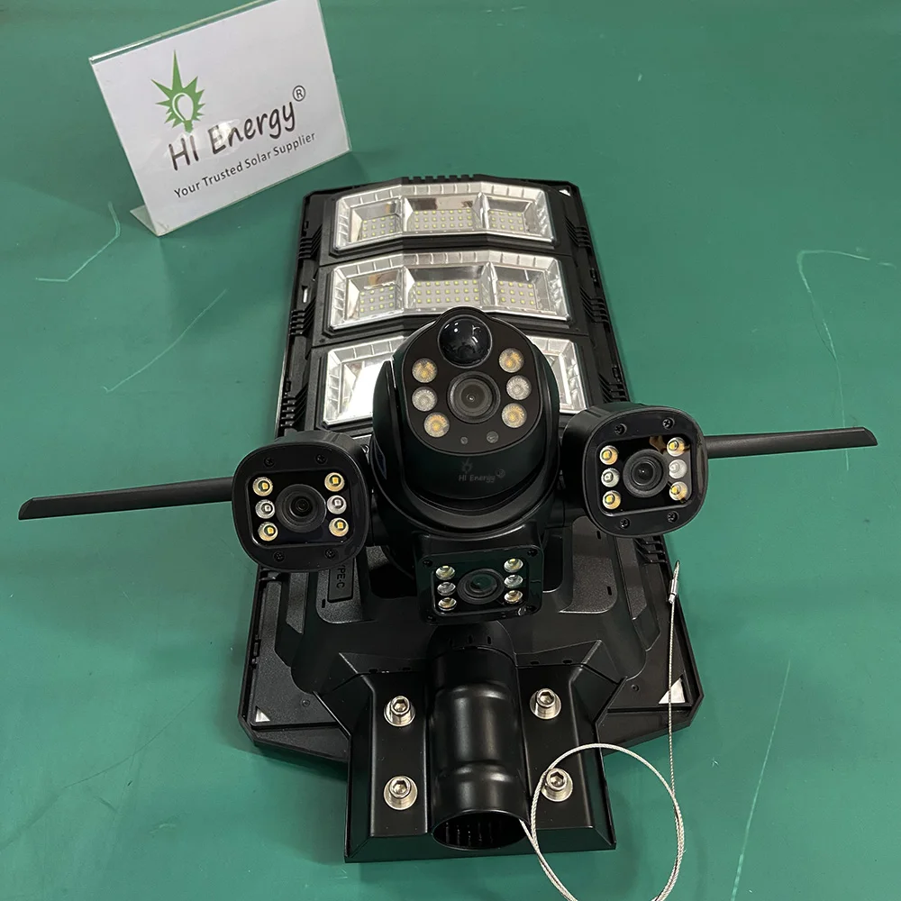 HiEnergy ai solar street light with camera wifi all in one solar street light with 4G cctv camera 3MP 6MP outdoor 450W