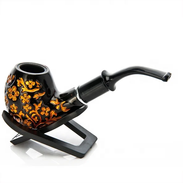 Wholesale  Brown Resin Smoking Pipe Handcrafted Short Traditional Classic Pattern Engraved Wooden Smoking Pipes