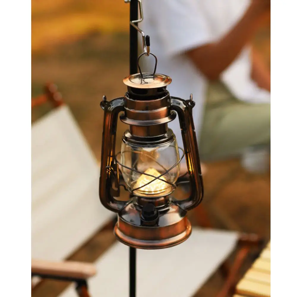 Hot Sale Black Decorative Retro Kerosene Lamp Antique Lantern Vintage LED Outdoor Tent Light Kerosene Camping Light