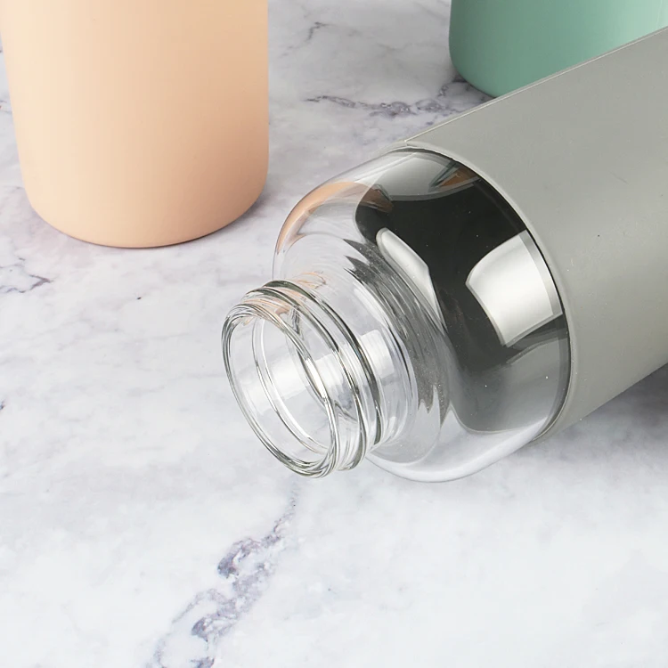 Microwave Safe Heat Resistant Glass Water Bottle Leakproof Bamboo Lid