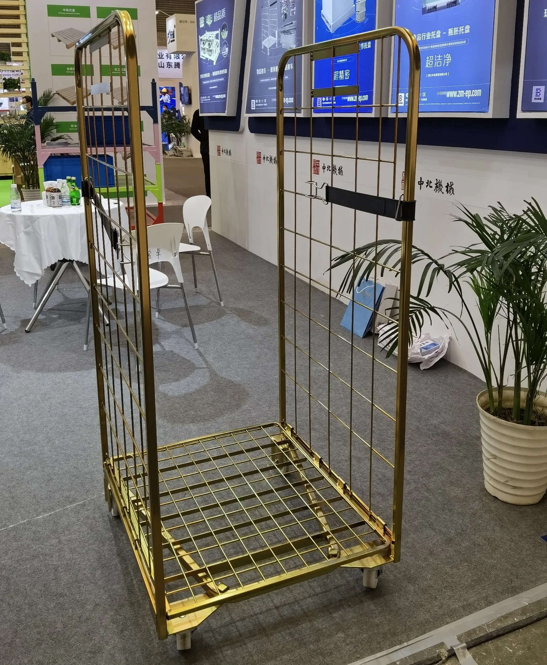2-sided roll pallet cage container foldable metal cart with wheels Warehouse Folding Steel Roll Cage Trolley