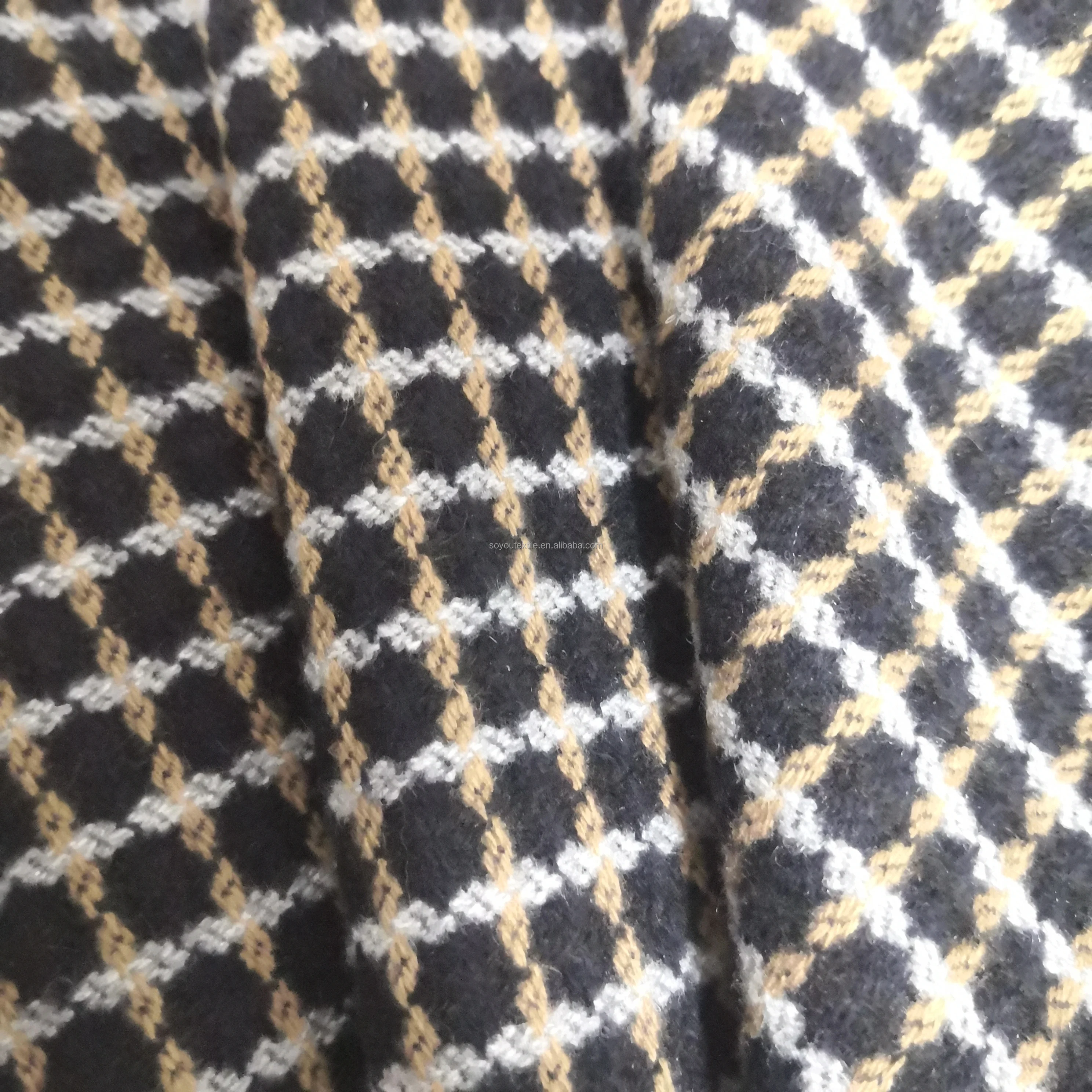 100 Wool single faced woolen Lattice good quality fabric 02686-2