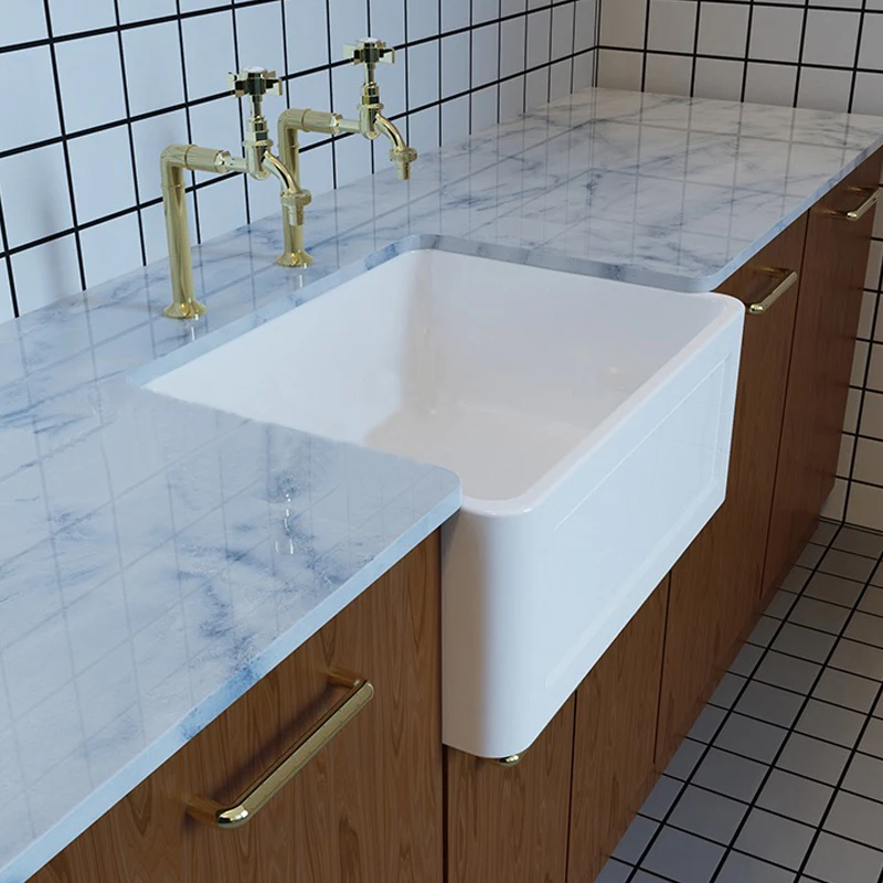 Popular Design CUPC Big Size White Ceramic Solid Surface Farmhouse Apron Front Kitchen Sink