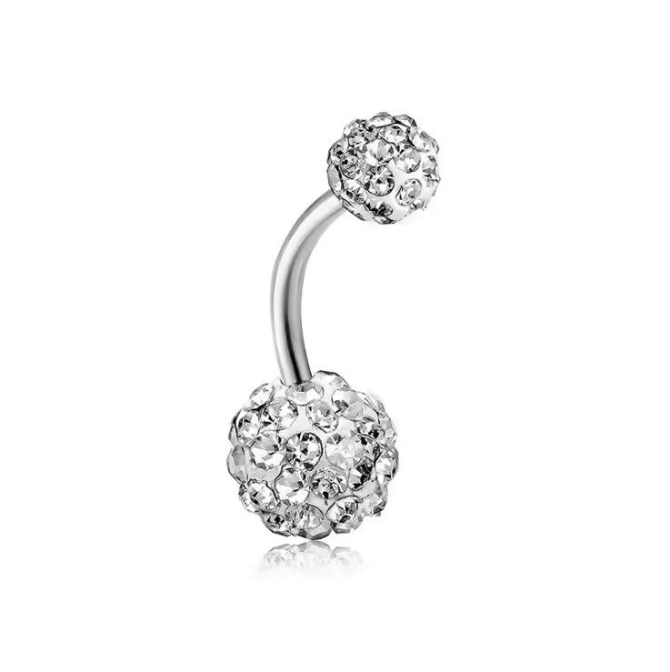 Wholesale Body Piercing Jewelry Bling Czech Crystal Navel Ring Classic Stainless Steel Belly Button Ring
