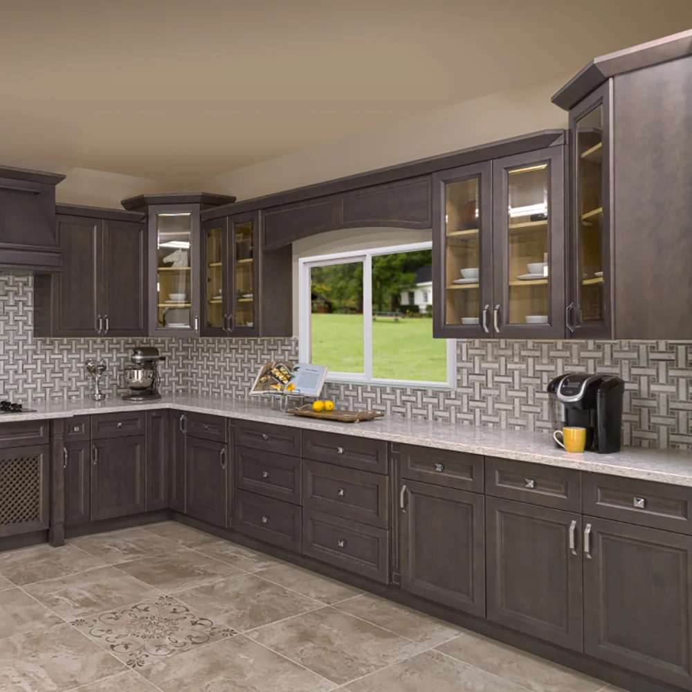 Factory Direct American Classic Style Cafe Color Kitchen Wood Cabinets Cheap Price Kitchen Cabinets Wood Kitchen Storage