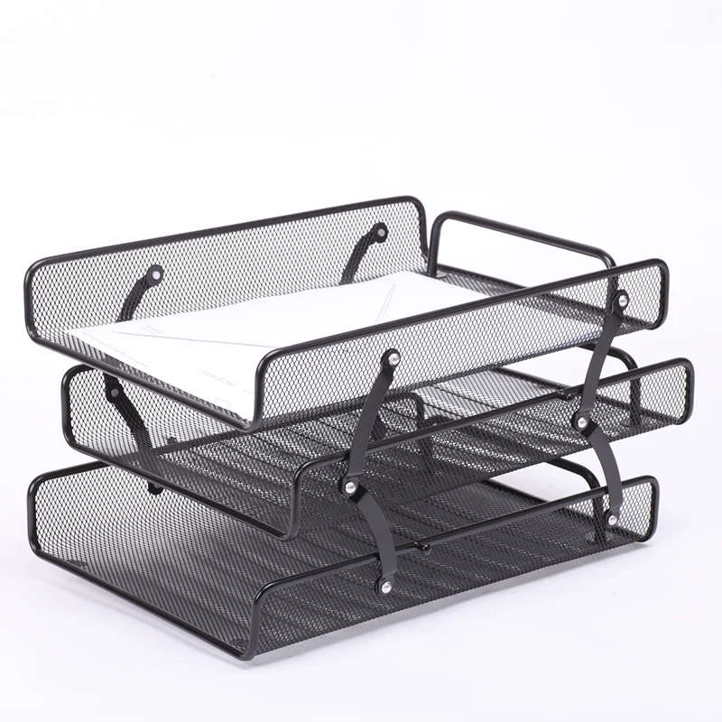 Office metal mesh desk  paper tray with3 layers