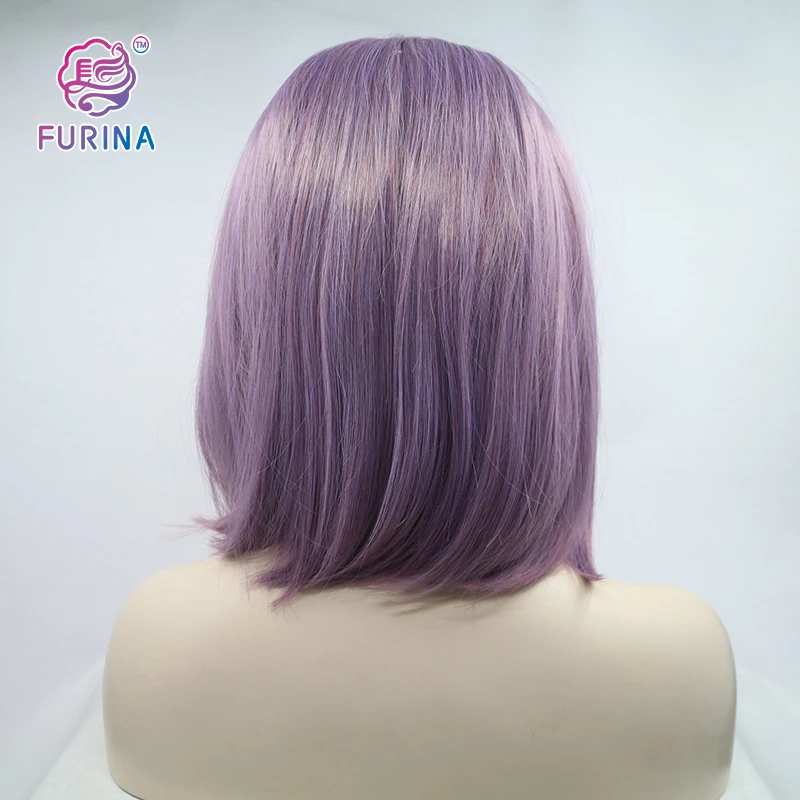 Furina Fashion Purple Fluffy short Bob curly hairpiece wigs synthetic hair for white women heat resistant fiber synthetic wigs